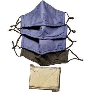 4 Pack Adult Face Masks 1 Black 3 Blue 15pc Filters